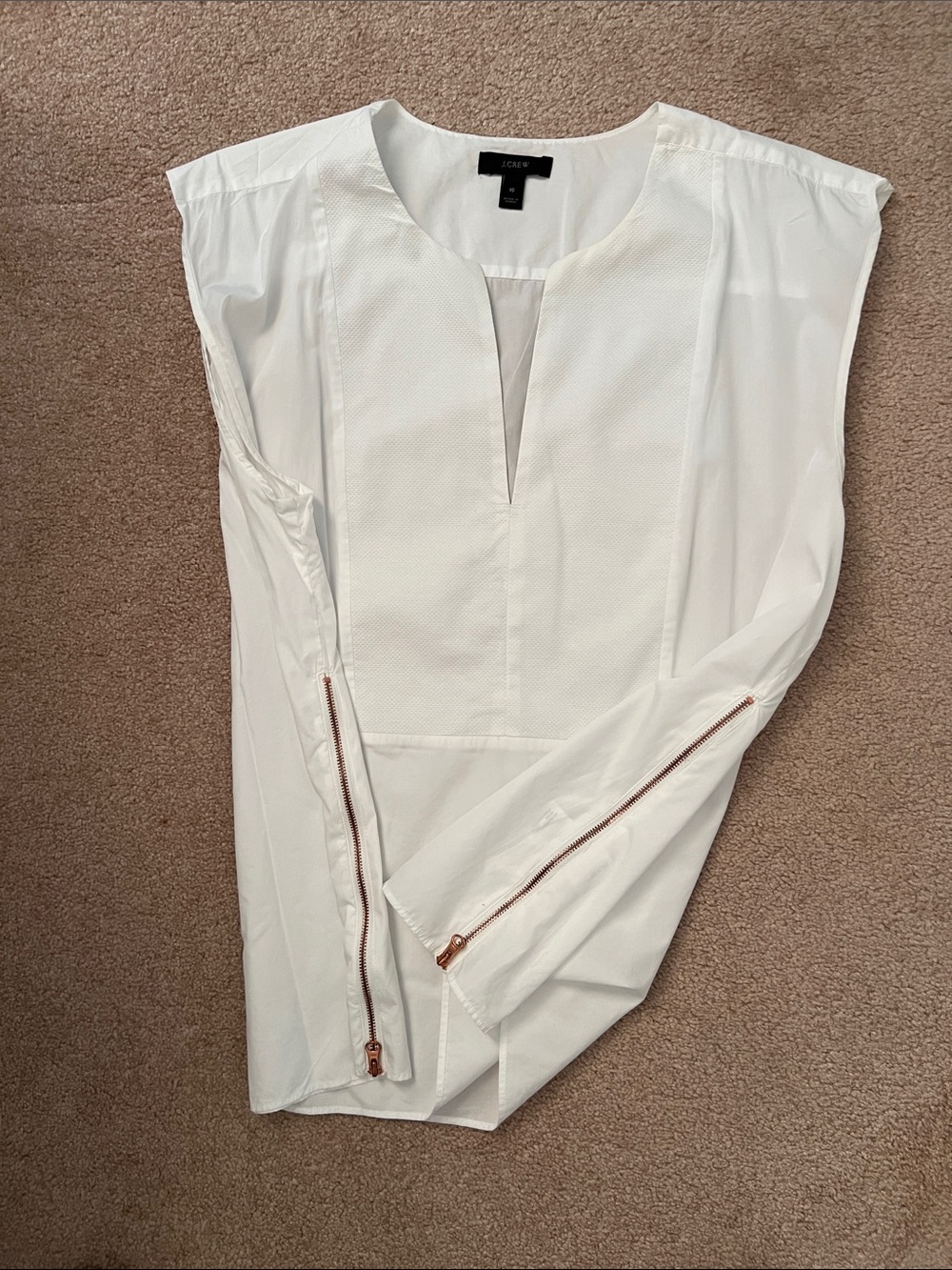 J. Crew White Sleeveless Split-Neck Tunic Top